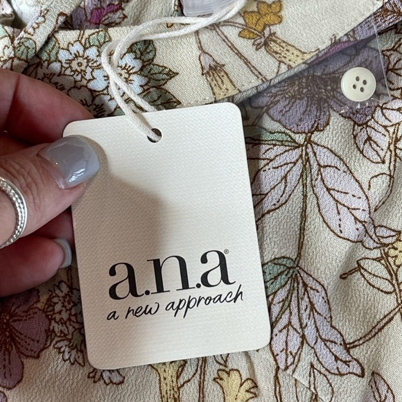 A.N.A. Cottagecore Prairie Woman’s 3/4 Sleeve Dress Cream Floral Large NWT - Picture 12 of 15